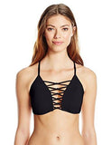 Kenneth Cole York Sexy Solids High Neck Cropped Bra Bikini Top Black S