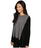 Color Block Sweater Knit Top Black/Dark Heather Gray Sweater