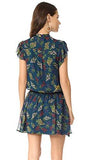 Poetic Garden Tie Front Dress, Navy, L
