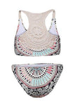 Aleumdr Bohemian Knitted Racerback Push Up Sexy Bikini Swimsuit Swimwear With Swim Briefs Large Size Multicoloured