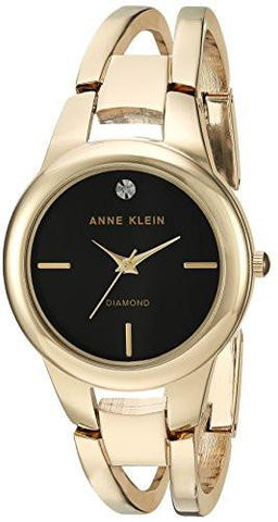 Diamondaccented Goldtone Open Bangle Watch