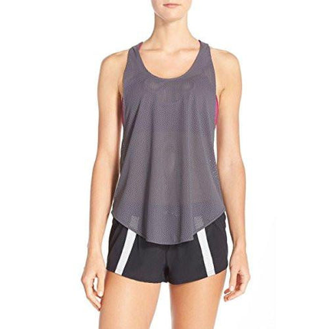 Mesh Halter Tank Top Gray Xs