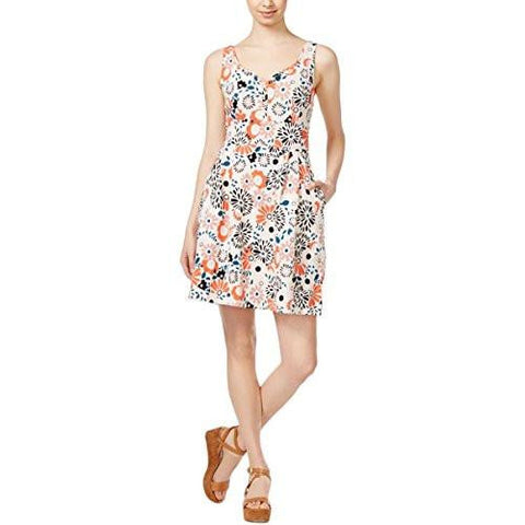 Textured Floral Casual Dress White S