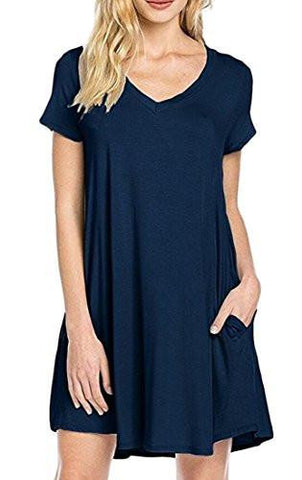 M2Mo Casual Vneck Short Sleeve Solid Loose Irregular Hem Dress Purplish Blue Us 2Xl