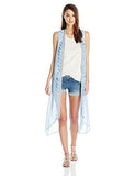 Long Vest Coverup With Tassels Denim One Size