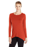 Long Sleeve Drape Back Top, B Red, Medium