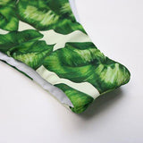 Mooskini Strappy Two Piece Bikini Set Leaf Print Swimsuit Padded Bathing Suit Beach M Green