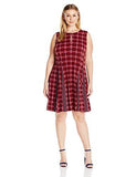 Taylor Dresses Plus Size Geo Pattern Jersey Fit And Flare Dress, Red/Black, 18W