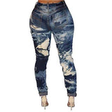 Vicvik Knee Casual Stylish Hip Hop Skinny Denim Pants Ripped Chain Jeans Xl Blue