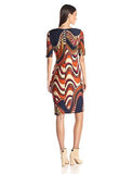 Swirl Print Suba Dress Lace Up Back Detail, Navy Cranberry, 8