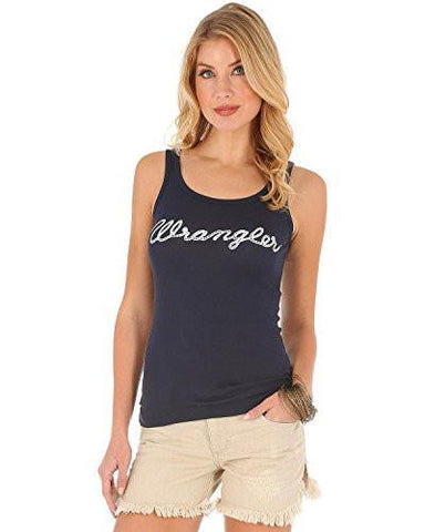 Logo Rib Tank Top Navy Small