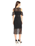 Geo Lace Cold Shoulder Midi Dress, Black, 2