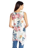 Plus Size Sleeveless Contrast Hem Top, Print, 1X