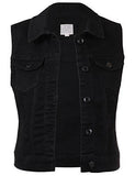 Basic Solid Denim Vestmblack