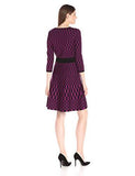Geo Print Sweater Dress, Black/Violet, Large