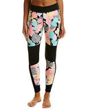 Recreation Pop Floral Camo Full Length Legging Pant With Black Inserts, Multi, Xs