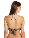 Kenneth Cole York Weave Your Own Way Solid Push Up Halter Bikini Top Olive 36 Bc