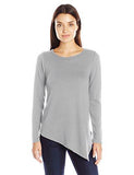 Long Sleeve Angled Hem Top, Light Heather Grey, Xl