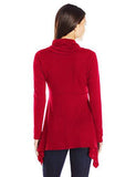 Cowl Neck Handkerchief Top, Red, M