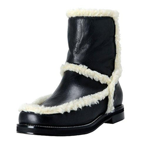Maison Margiela Mm6 Leather Fur Trimmed Boots Shoes Us 7 It 37;