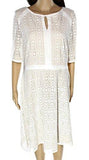 Womens Eyelet Keyhole Sheath Dress White Ivory 10