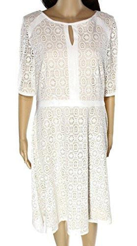 Womens Eyelet Keyhole Sheath Dress White Ivory 10