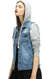 Holdwell Short Denim Jacket With Drawstring Hood Small Grey