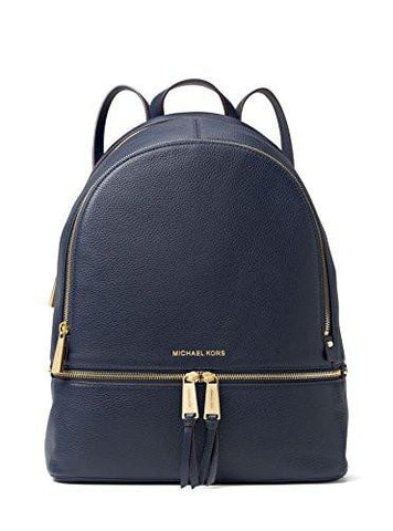 Michael Kors Large Rhea Zip Leather Leather Backpack Admiral