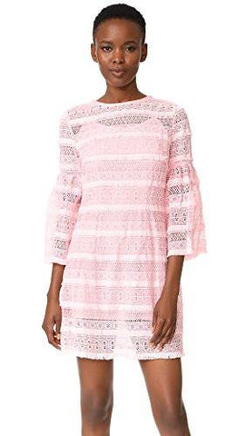 Eyelet Bell Sleeve Dress, Pink, 10