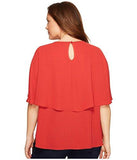 Plus Plus Size Cape Sleeve Top Tomato Shirt