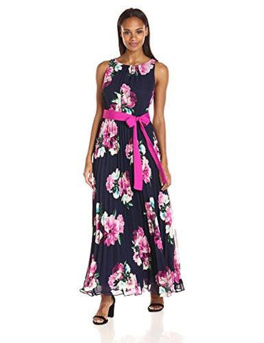 Jessica Howard Pleated Maxi Dress, Navy/Multi, 8