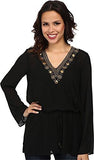 Michael Michael Kors Embellished Topdraw String Black Blouse