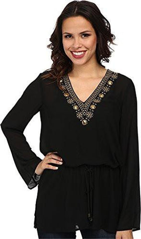 Michael Michael Kors Embellished Topdraw String Black Blouse
