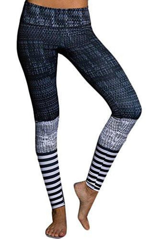 M2Mo Sport Stripe Stitching Leggings Pants Dark Gray Us L