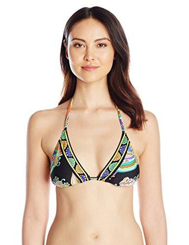 Sea Garden Triangle Bra Bikini Top Black 8