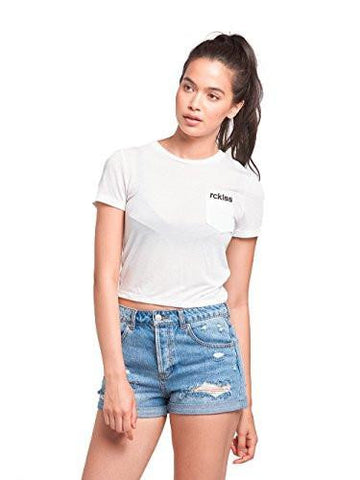 Overturn Cropped Pocket Tee White L Tops Tees White