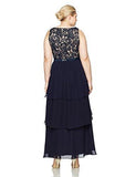 Plus Size VNeck Sleeveless Gown, Navy, 14W
