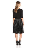Taylor Dresses Short Sleeve VNeck Fit And Flare Sweater Dress, Black/Ivory, Large
