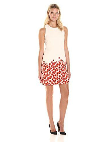 Tossed Daisy Border Sheath Dress, Cream Cherry, 8