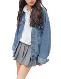 Dasior Basic Full Sleeve Pockets Button Denim Jacket Coat L Blue