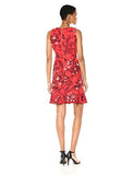 Flounce Bottom Cascading Floral Print Sheath, Crimson Red, 12