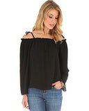 Strap Shoulder Peasant Top Black XxLarge