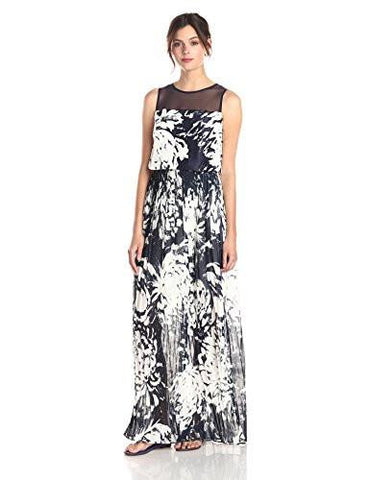 Taylor Dresses Pop Over Maxi Dress, White/Navy, 6
