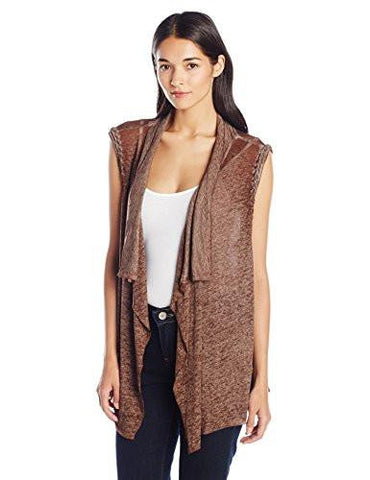 Vest With Braided Trim At Armholes, Tobacco, M