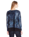 Karen Kane Stretch Layered Contrast Hem Top, Blue, L