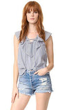 Ella Moss Azur Stripe Ruffle Blouse, Navy Stripe, Medium