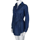 Aimtoppy Long Sleeve Denim Shirt Casual Blue Jacket Ladies Blouse Tops Xl