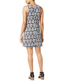 Printed Sleeveless Shift Dress Small, Navy Stone Combo