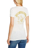 Buddha Burnout Short Sleeve Slim Vneck Tee, White, Medium