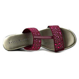 Eddina Open Toe Casual Fabric Slippers, Purple, Size 6.5